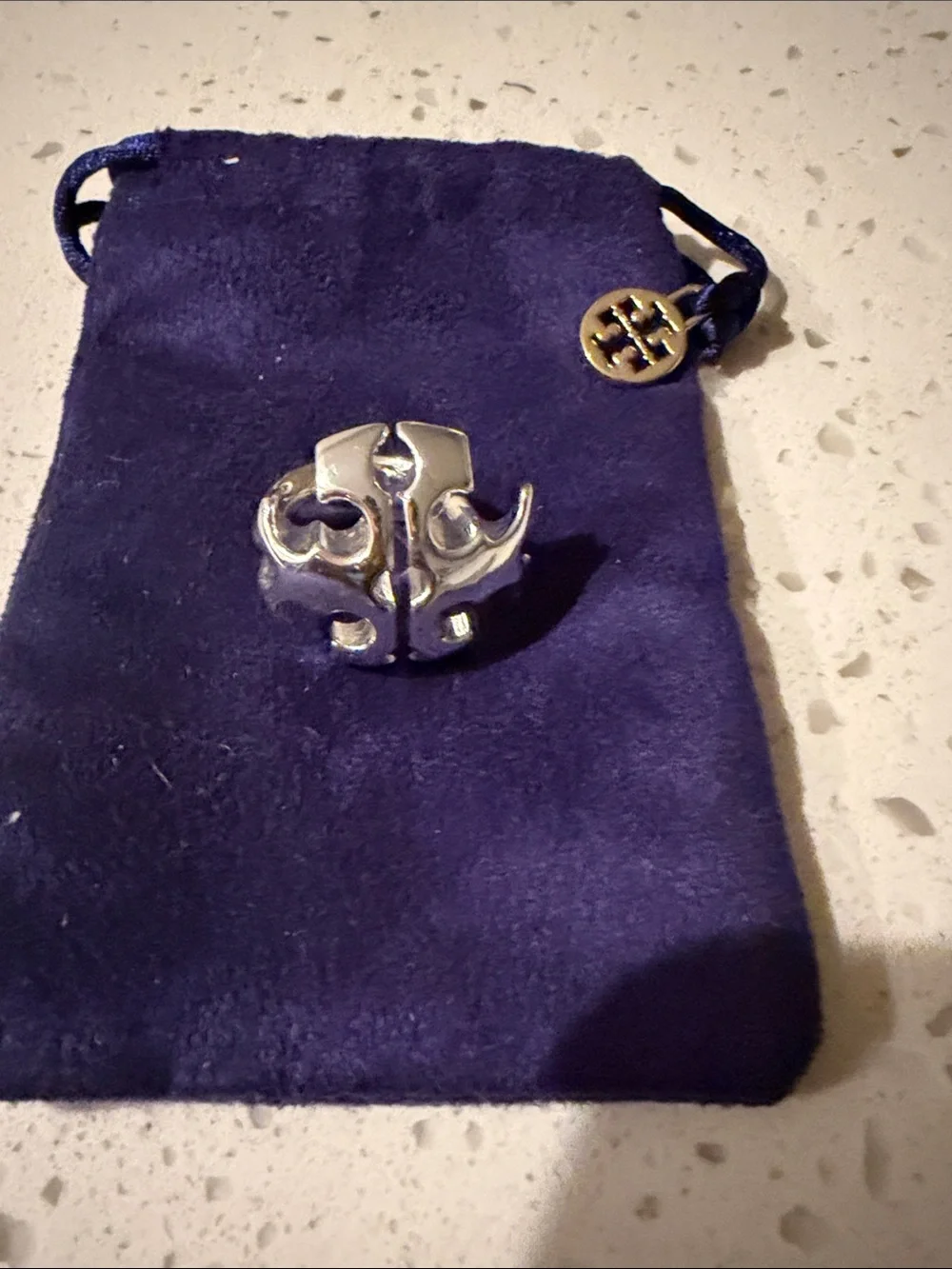 Tory Burch Domed Logo Ring in Silver, size 7